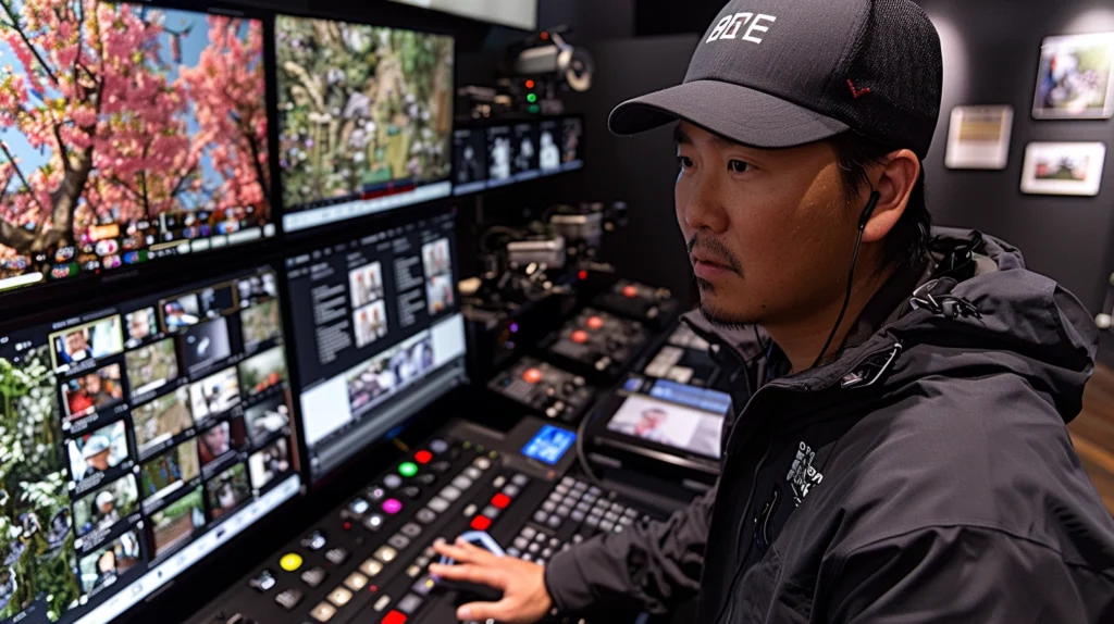 man working on sound equipment