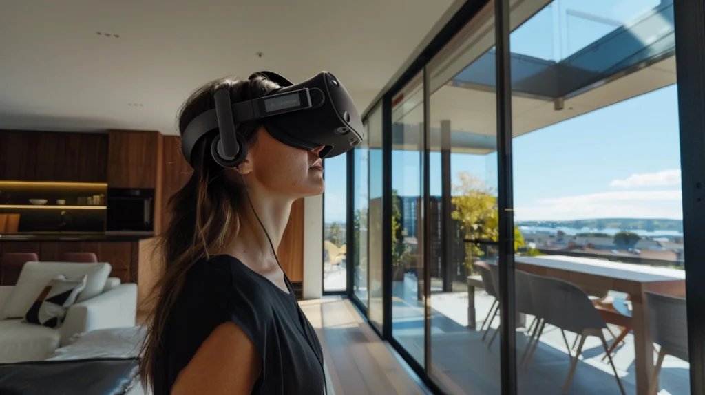 a home buyer taking a tour of a new home through vr