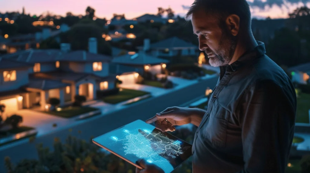 land appraiser looking at a digital map